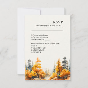 Fall Forest Autumn Wedding RSVP Card