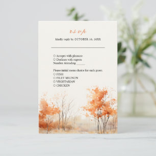 Fall Forest Autumn Woodland Wedding RSVP Card