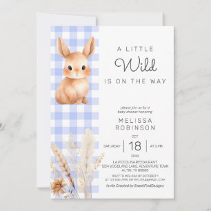 Fall Forest Bunny Cub Pampas Baby Boy Shower Invitation