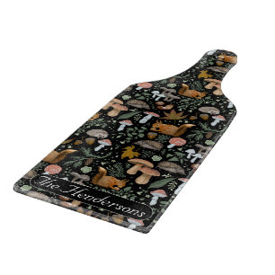Fall forest forager Autumn animals & mushroom Cutting Board