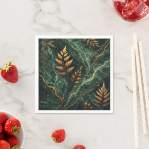 Fall Forest Green Marble Texture Decoupage Napkins