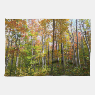 Fall Forest I Autumn Landscape Photography Tea Towel