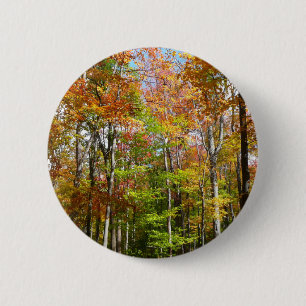 Fall Forest II Autumn Landscape Photography 6 Cm Round Badge