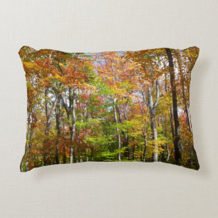 Fall Forest II Autumn Landscape Photography Decorative Cushion