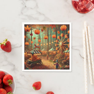 Fall Forest Scarecrow Fairground Découpage Napkins