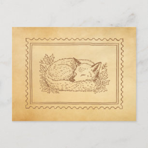 Fall Fox Stamp Frame Postcard