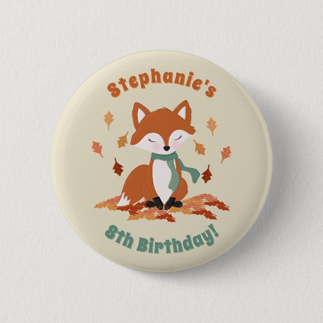 Fall Fox Woodland Birthday 6 Cm Round Badge (Front)