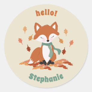 Fall Fox Woodland Birthday Classic Round Sticker