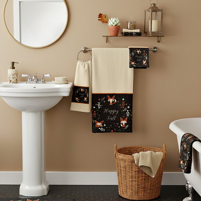 Fall Foxes with customisable text  Bath Towel Set (Creator Uploaded)