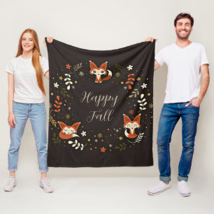 Fall Foxes with customisable text Fleece Blanket