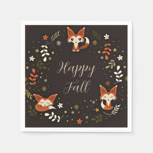 Fall Foxes with customisable text Napkin