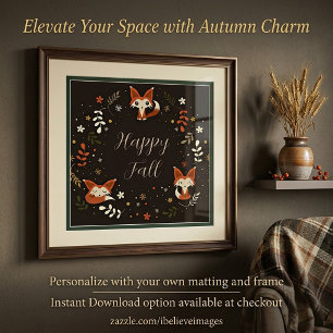 Fall Foxes with customisable text Poster