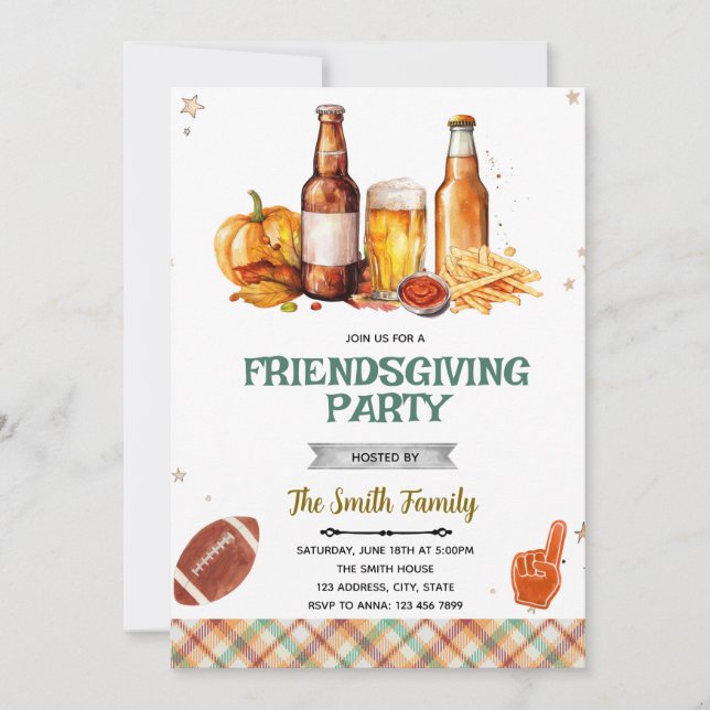 Fall Friends Food and Football invitation (Front)