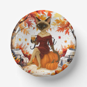 Fall Friendsgiving Fall Party for  Cat lovers Paper Plate