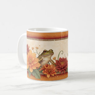Fall Frogs and Floral Elegance Coffee Mug
