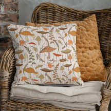 Fall Fungi and Leaves - seamless pattern.
