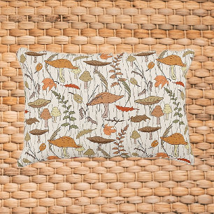 Fall Fungi and Leaves - seamless pattern. Decorative Cushion