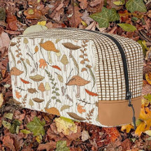 Fall Fungi and Leaves - seamless pattern.