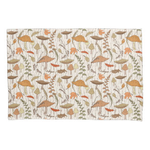 Fall Fungi and Leaves - seamless pattern. Pillowcase