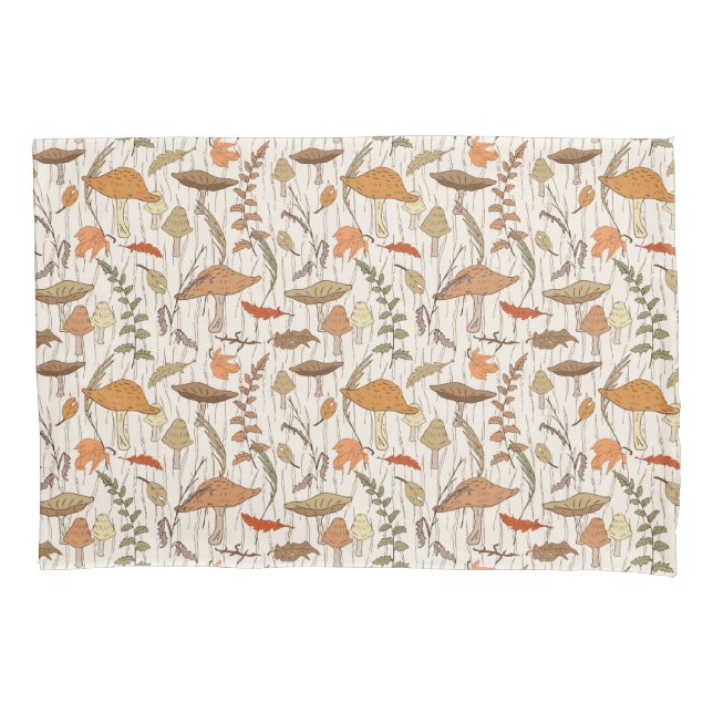 Fall Fungi and Leaves - seamless pattern. Pillowcase (Front)