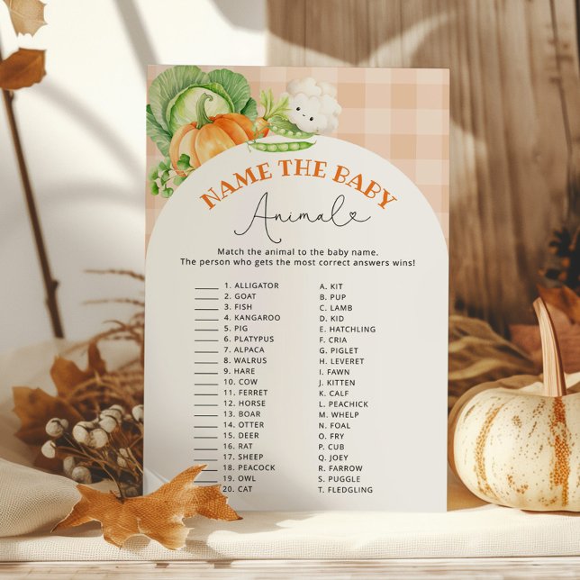 Fall garden Name the baby animal baby shower game (Creator Uploaded)