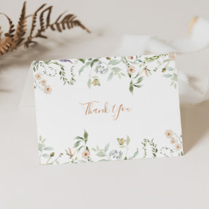 Fall Garden Wildflower Folded Wedding  Thank You Card