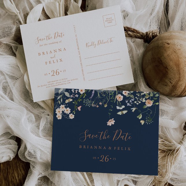 Fall Garden Wildflower Horizontal Save the Date Postcard (Creator Uploaded)