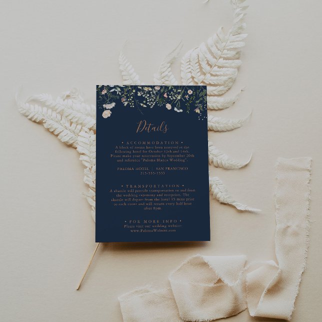 Fall Garden Wildflower Minimalist Wedding Details Enclosure Card (Creator Uploaded)
