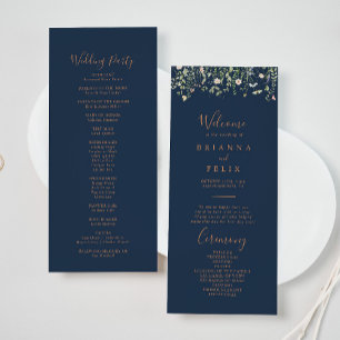 Fall Garden Wildflower Minimalist Wedding Program Programme