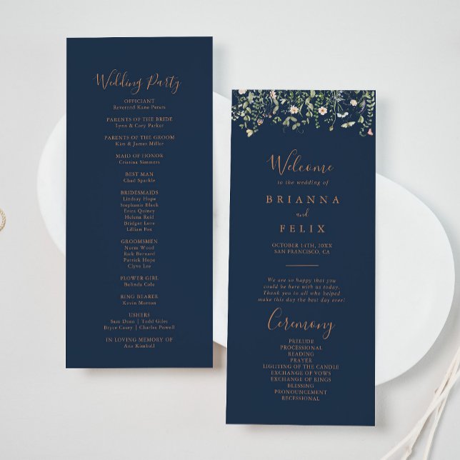 Fall Garden Wildflower Minimalist Wedding Program Programme (Creator Uploaded)