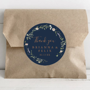 Fall Garden Wildflower Thank You Wedding Favour Classic Round Sticker