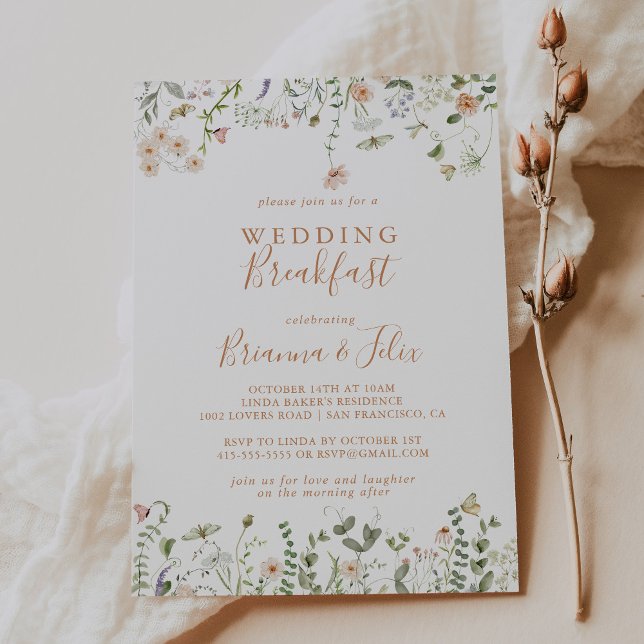 Fall Garden Wildflower Wedding Breakfast Invitation (Creator Uploaded)