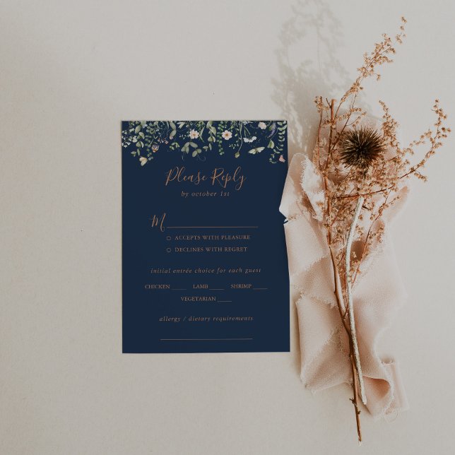 Fall Garden Wildflower Wedding Menu Choice RSVP (Creator Uploaded)