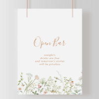 Fall Garden Wildflower Wedding Open Bar Sign