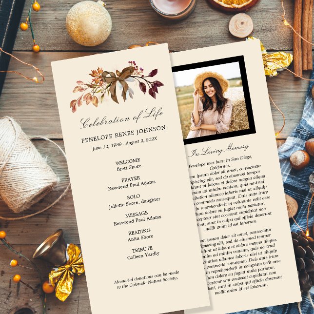 Fall Garland Celebration of Life Program Programme (Creator Uploaded)