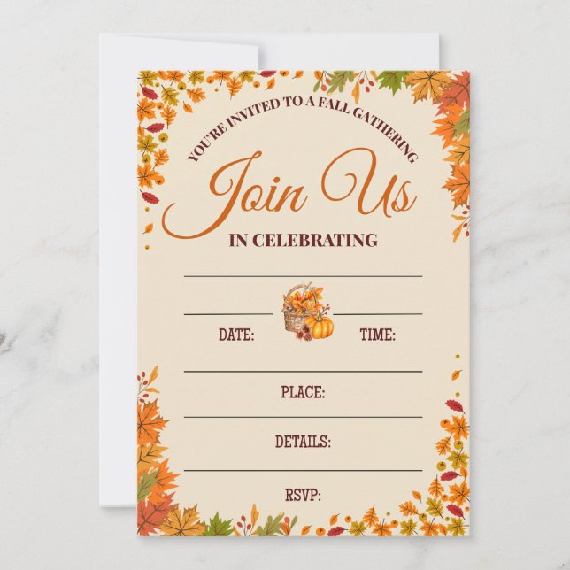 Fall Gathering Celebration Design Invitation (Front)