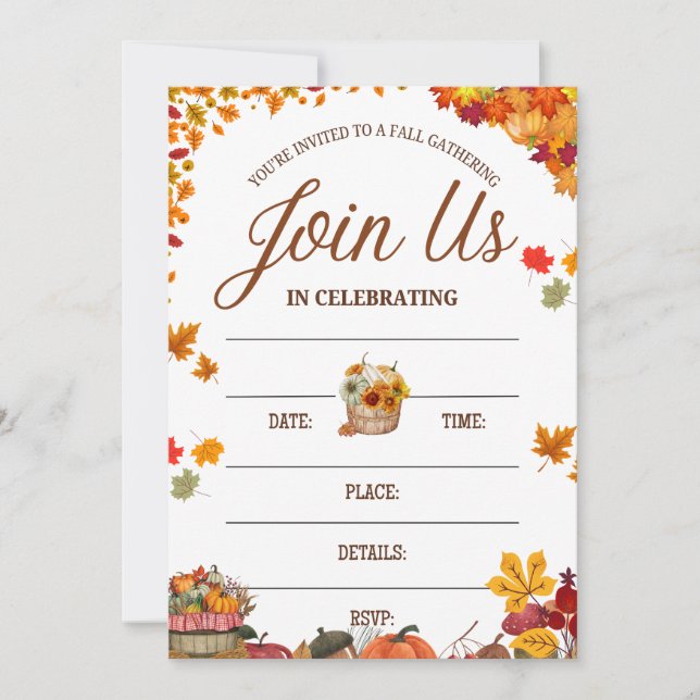 Fall Gathering Celebration Design Invitation (Front)
