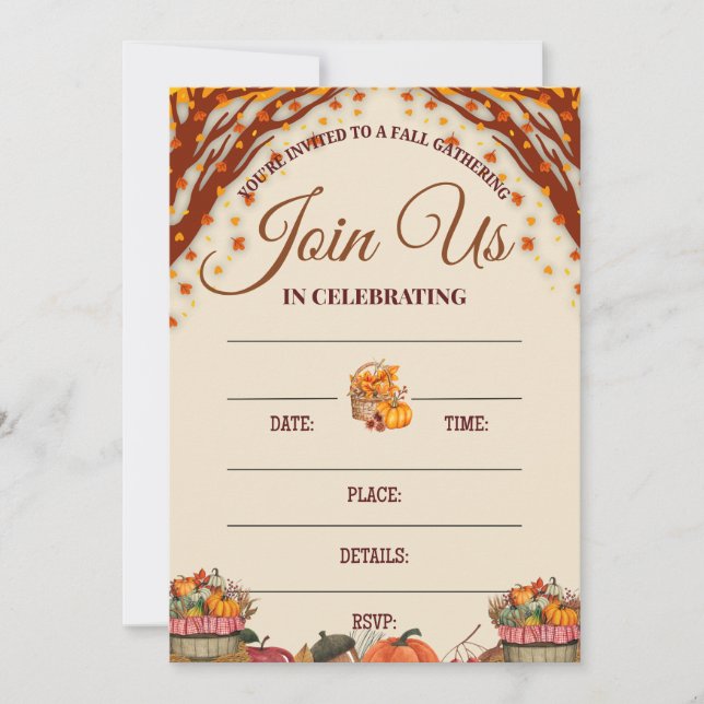 Fall Gathering Celebration Design Invitation (Front)