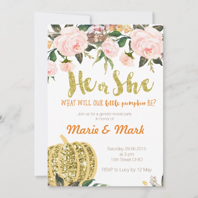 Fall Gender Reveal Invitation (Front)