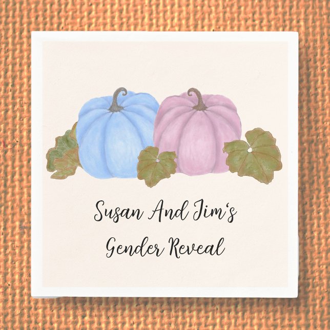 Fall Gender Reveal Little Pumpkin Theme Napkins (Creator Uploaded)