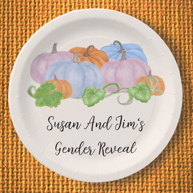 Fall Gender Reveal Little Pumpkin Theme  Paper Plate (Creator Uploaded)