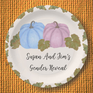 Fall Gender Reveal Little Pumpkin Theme Paper Plate