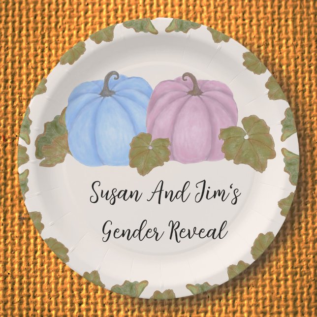 Fall Gender Reveal Little Pumpkin Theme  Paper Plate (Creator Uploaded)