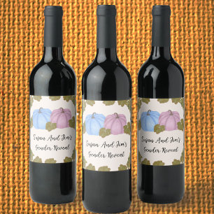 Fall Gender Reveal Little Pumpkin Theme  Wine Label