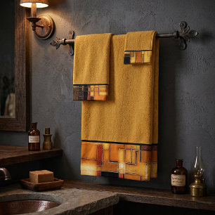 Fall geometric bath towel set
