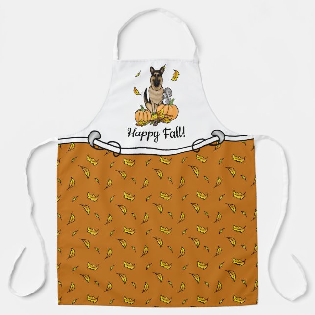Fall German Shepherd Dog (black tan) Pumpkins Cute Apron (Front)