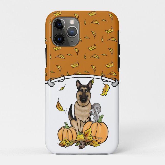 Fall German Shepherd Dog (black tan) Pumpkins Cute Case-Mate iPhone Case (Back)