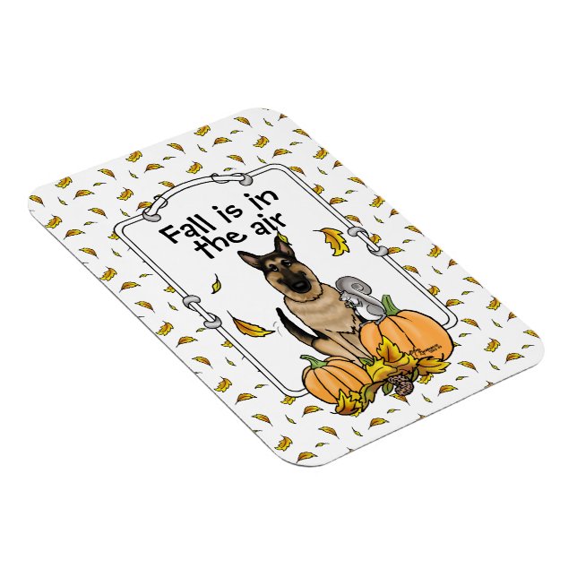 Fall German Shepherd Dog (black tan) Pumpkins Cute Magnet (Right Side)