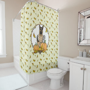 Fall German Shepherd Dog (black tan) Pumpkins Cute Shower Curtain