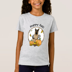 Fall German Shepherd Dog (black tan) Pumpkins Cute T-Shirt